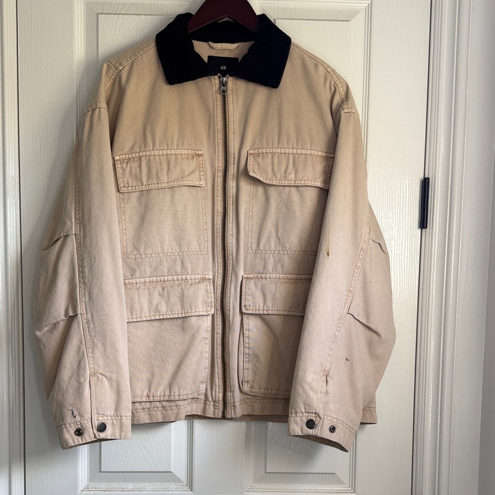 H&M Tan Jacket with Black Collar